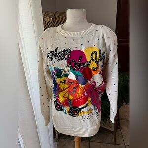 Vintage Happy New Year light up Colorful Graphic Women's Sweater‎